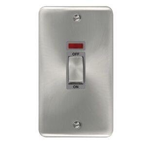 Click Scolmore - Click Deco Plus 50A Ingot 2 Gang (Vertica) Double Pole Plate Switch With Neon (DPSC503GY)