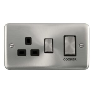 Click Scolmore - Click Deco Plus 45A Ingot 2 Gang Dp Switch With 13A Dp Switched Socket (DPSC504BK)