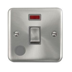 Click Scolmore - Click Deco Plus 20A Ingot Double Pole Plate Switch With Optional Flex Outlet With Neon (DPSC523GY)