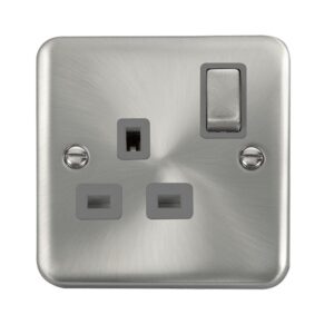 Click Scolmore - Click Deco Plus 13A Ingot 1 Gang Double Pole Switched Socket Outlet (DPSC535GY)