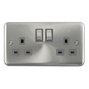 Click Scolmore - Click Deco Plus 13A Ingot 2 Gang Double Pole Switched Socket Outlet (DPSC536GY)