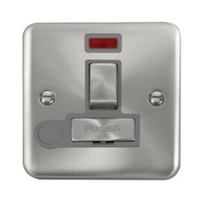 Click Scolmore - Click Deco Plus 13A Ingot Double Pole Switched Fused Connection Unit With Neon & Optional Flex Outlet (DPSC552GY)