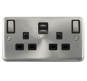 Click Scolmore - Click Deco Plus 2G 13A Switch Skt 4.2A A&C Usb Ingot Dpsc Bk (DPSC586BK)