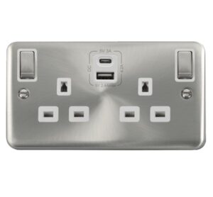 Click Scolmore - Click Deco Plus 2G 13A Switch Skt 4.2A A&C Usb Ingot Dpsc Wh (DPSC586WH)