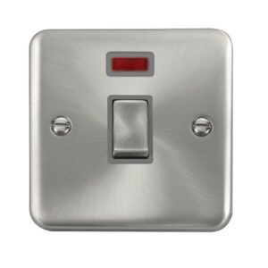 Click Scolmore - Click Deco Plus 20A Ingot Double Pole Plate Switch With Neon (DPSC723GY)