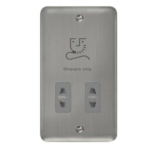 Click Scolmore - Click Deco Plus 115V/230V Dual Voltage Shaver Socket Outlet (DPSS100GY)