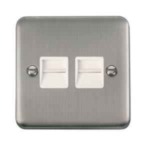 Click Scolmore - Click Deco Plus Twin Telephone Outlet Secondary (DPSS126WH)