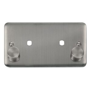 Click Scolmore - Click Deco Plus 2 Gang Dimmer Plate & Knobs (1630W Max) 2 Apertures (DPSS186)