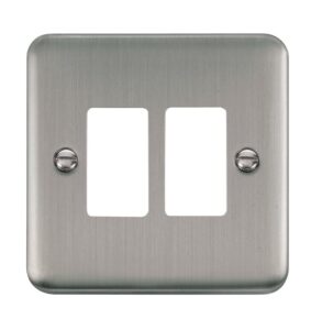 Click Deco Plus 2 Gang GridPro Frontplate Stainless Steel