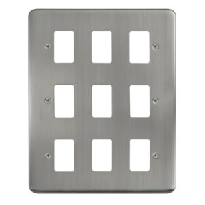 Click Deco Plus 9 Gang GridPro Frontplate Stainless Steel