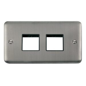 Click Scolmore - Click Deco Plus 2 Gang Minigrid Unfurnished Plate 2 X 2 Apertures (DPSS404BK)