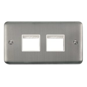 Click Scolmore - Click Deco Plus 2 Gang Minigrid Unfurnished Plate 2 X 2 Apertures (DPSS404WH)