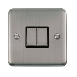 Click Scolmore - Click Deco Plus 10Ax Ingot 2 Gang 2 Way Plate Switch (DPSS412BK)