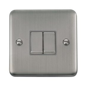 Click Scolmore - Click Deco Plus 10Ax Ingot 2 Gang 2 Way Plate Switch (DPSS412GY)