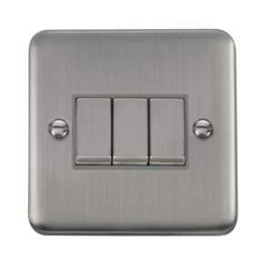 Click Scolmore - Click Deco Plus 10Ax Ingot 3 Gang 2 Way Plate Switch (DPSS413GY)