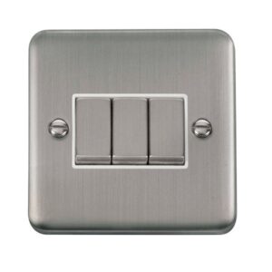 Click Scolmore - Click Deco Plus 10Ax Ingot 3 Gang 2 Way Plate Switch (DPSS413WH)