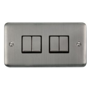 Click Scolmore - Click Deco Plus 10Ax Ingot 4 Gang 2 Way Plate Switch (DPSS414BK)