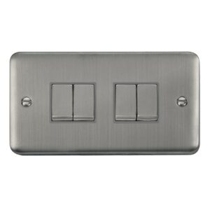 Click Scolmore - Click Deco Plus 10Ax Ingot 4 Gang 2 Way Plate Switch (DPSS414GY)