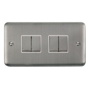 Click Scolmore - Click Deco Plus 10Ax Ingot 4 Gang 2 Way Plate Switch (DPSS414WH)