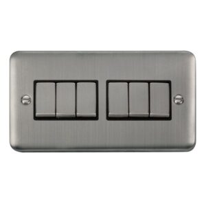 Click Scolmore - Click Deco Plus 10Ax Ingot 6 Gang 2 Way Plate Switch (DPSS416BK)