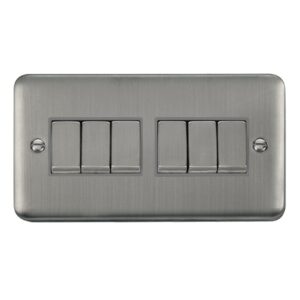 Click Scolmore - Click Deco Plus 10Ax Ingot 6 Gang 2 Way Plate Switch (DPSS416GY)