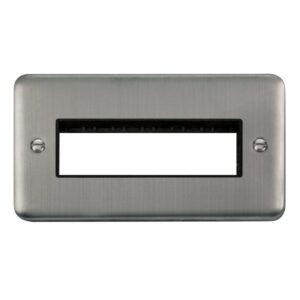Click Scolmore - Click Deco Plus 2 Gang Minigrid Unfurnished Plate 6 In-Line Apertures (DPSS426BK)