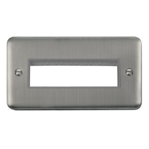 Click Scolmore - Click Deco Plus 2 Gang Minigrid? Unfurnished Plate 6 In-Line Apertures (DPSS426GY)