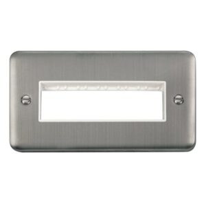 Click Scolmore - Click Deco Plus 2 Gang Minigrid Unfurnished Plate 6 In-Line Apertures (DPSS426WH)