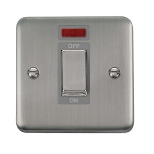 Click Scolmore - Click Deco Plus 50A Ingot 1 Gang Double Pole Plate Switch With Neon (DPSS501GY)