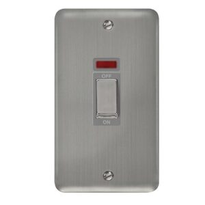 Click Scolmore - Click Deco Plus 50A Ingot 2 Gang (Vertica) Double Pole Plate Switch With Neon (DPSS503GY)