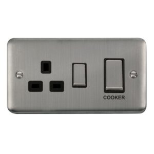 Click Scolmore - Click Deco Plus 45A Ingot 2 Gang Dp Switch With 13A Dp Switched Socket (DPSS504BK)