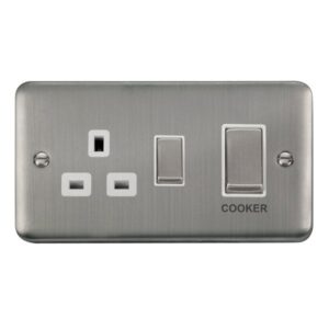 Click Scolmore - Click Deco Plus 45A Ingot 2 Gang Dp Switch With 13A Dp Switched Socket (DPSS504WH)