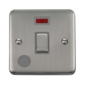 Click Scolmore - Click Deco Plus 20A Ingot Double Pole Plate Switch With Optional Flex Outlet With Neon (DPSS523GY)