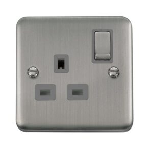 Click Scolmore - Click Deco Plus 13A Ingot 1 Gang Double Pole Switched Socket Outlet (DPSS535GY)