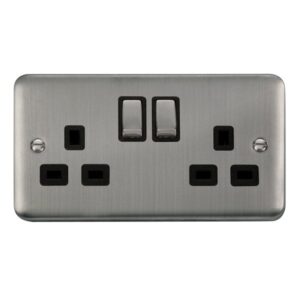 Click Scolmore - Click Deco Plus 13A Ingot 2 Gang Dp Switched Socket (DPSS536BK)