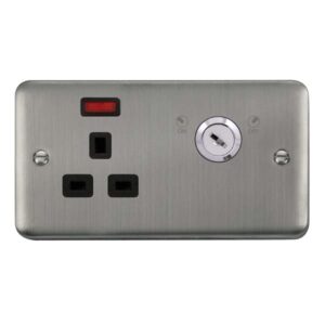 Click Scolmore - Click Deco Plus 13A 1G Dp Lockable Skt Neon Deco+ Ss Bk (DPSS655BK)