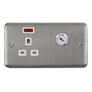 Click Scolmore - Click Deco Plus 13A 1G Dp Lockable Skt Neon Deco+ Ss Wh (DPSS655WH)