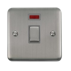 Click Scolmore - Click Deco Plus 20A Ingot Double Pole Plate Switch With Neon (DPSS723GY)