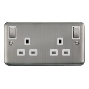 Click Scolmore - Click Deco Plus 13A 2Gang Outboard Switch Skt Dp Ss Wh (DPSS836WH)