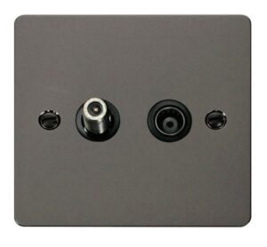 Click Define 1 Gang Satellite & Isolated Coaxial Socket Black
