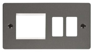 Click Define Hotel Accessory Plate 2 Gang GridPro Frontplate With Twin New Media Aperture