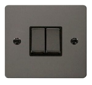 Click Scolmore - Click Define Ingot 10Ax 2 Gang 2 Way Switch Black (FPBN412BK)