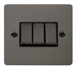 Click Scolmore - Click Define Ingot 10Ax 3 Gang 2 Way Switch Black (FPBN413BK)