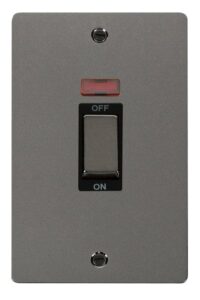 Click Scolmore - Click Define Ingot 2 Gang 45A Dp Switch With Neon Black (FPBN503BK)
