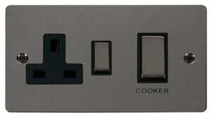 Click Scolmore - Click Define Ingot 45A Dp Switch 13A Switched Socket Black (FPBN504BK)