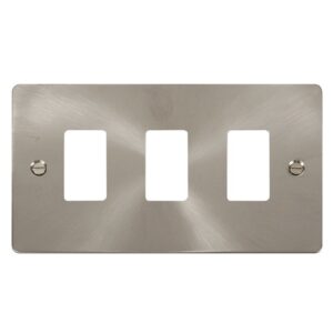 Click Define 3 Gang GridPro Frontplate Brushed Stainless