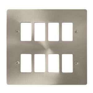 Click Define 8 Gang GridPro Frontplate Brushed Stainless