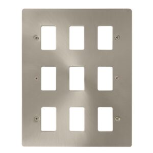 Click Define 9 Gang GridPro Frontplate Brushed Stainless