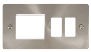Click Define Hotel Accessory Plate 2 Gang GridPro Frontplate With Twin New Media Aperture