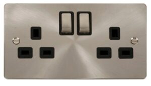 Click Scolmore - Click Define Ingot 2-Gang 13A Dp Switched Socket Black (FPBS536BK)